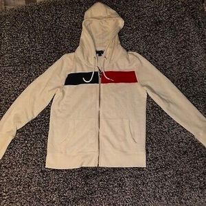 Tommy Hilfiger Hoodie Jacket white with blue and red block logo size small